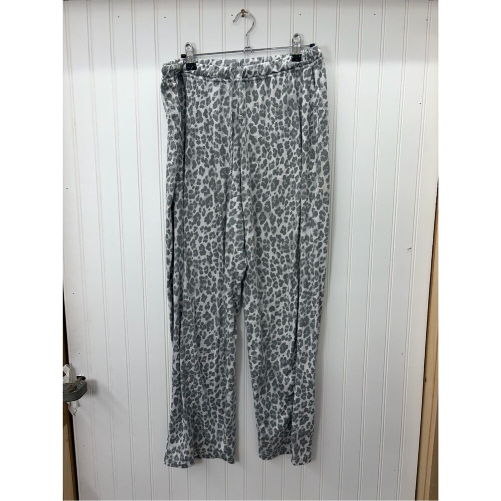 Tahari Gray Leopard Print Lounge drawstring pajamas Pants